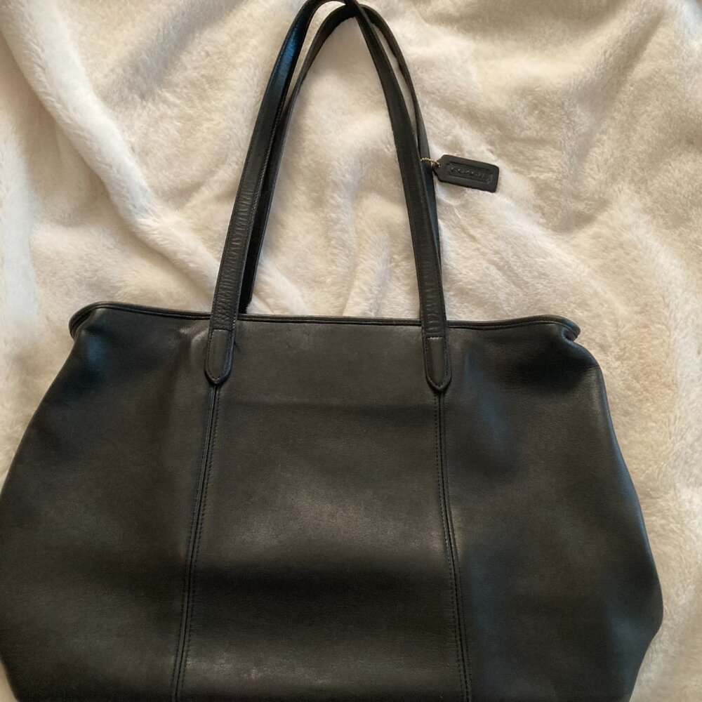 Classic Coach Black Leather Metropolitan Slim Brief